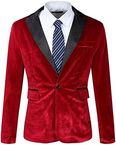 Men's Modern Fit Casual Velvet One Button Blazer Jacket