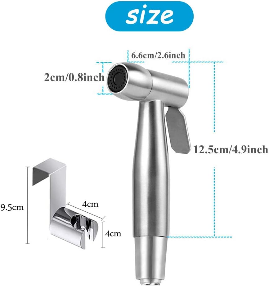 Handheld Bidet Sprayer Kit-Stainless Steel Douche Muslim Shower Spray, Pet Bath, Personal Hygiene, Silver - Image 3