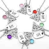 Jovivi Set of 6 Antique Silver Color Pizza Slice Rhinestone BFF Friendship Necklace,Best Friend Forever