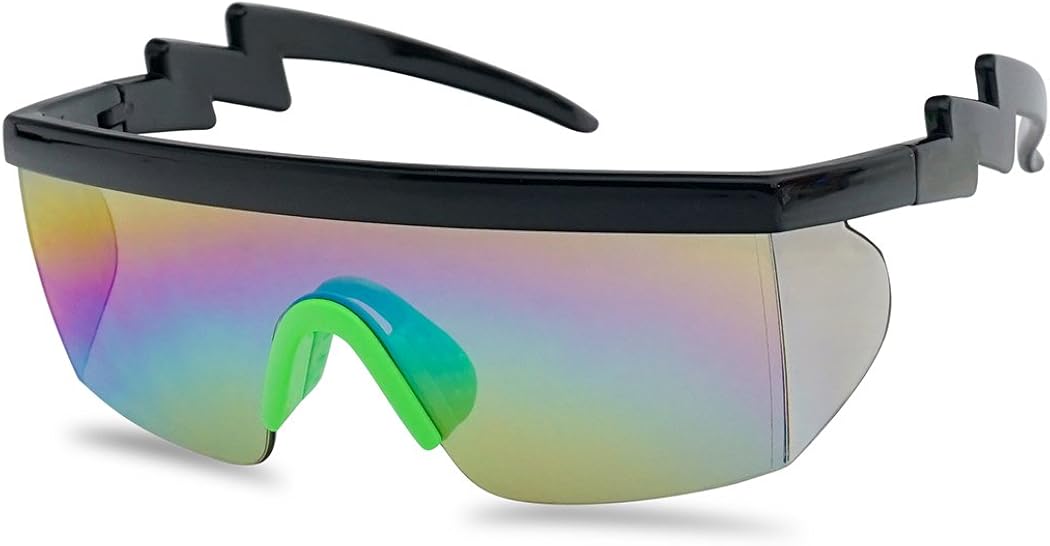 Large Wrap Around Rainbow Mirrored Semi Rimless Flat Top