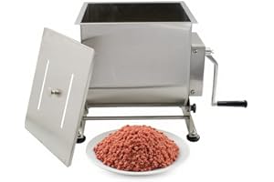 CLIVIA Manual Meat Mixer, 15 Pound Capacity Tilt Tank Meat Mixer for Sausage, Stainless Steel 15lbs/7.5L Sausage Mixer Food Processer for Meat, Vegetable, Burger, Dumplings