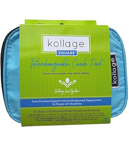 Kollage Square Circular Knitting Needles - 16-inch US 3/3.25mm With Firm Cable For Comfort