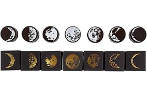 Dizdkizd 7 Pieces Phases of The Moon Wooden Rubber Stamps, Decorative Mounted Rubber Stamp Set for DIY Craft, Letters Diary and Scrapbooking