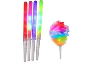 Aqur2020 LED Cones, Reusable Light Up Sticks with 7 Colors and 2 Modes Ideal for Single Light Up Sticks, Suitable for Cotton Candy Machine (White)