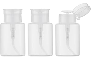 OWLYEE 5.3oz Nail Polish Remover Bottle, Push Down Pump Alcohol Dispenser, Empty Makeup Acetone Containers (3PCS, Clear)