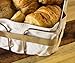 Bread Basket - Stainless Steel Bread Pastry Server with Canvas Liner, Square Bread Storage for French Bread, Artisan Bread, Croissant, Rolls, Muffins, Beige,and Silver, 8.25 x 8.3 x 4.2 Inches