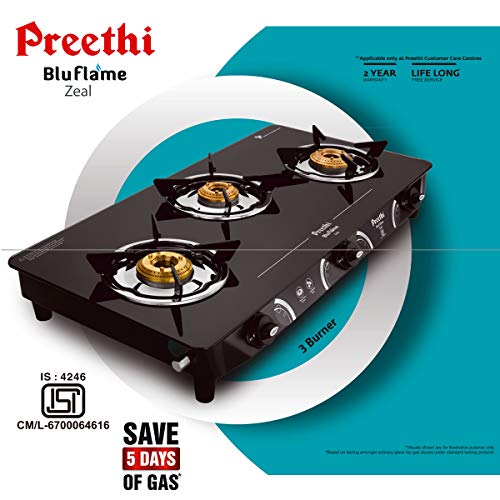 Preethi Zeal 3 Burner Glass Top Gas Stove Mega Sale Online