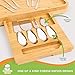 Bamboo Cheese Board and Knife Set with drawer, Charcuterie Board Set Large (15 x 12 inch) includes Ceramic Bowls, Serving Forks, Cheese Knives, Ideal Wedding Gift, Housewarming, Birthday (The Festa)