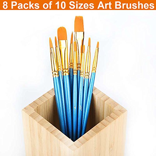 Paint Brush Set, Nylon Hair Brushes for Acrylic Oil Watercolor Painting Artist Professional Painting Kits (80 Pack)