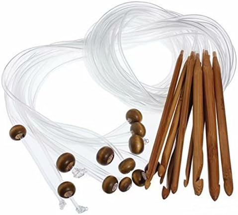 Celine lin 12sizes 48inch"(120cm) Carbonized Bamboo Flexible Afghan Tunisian Carpet Crochet Hooks Needles (3.0mm-10.0mm)