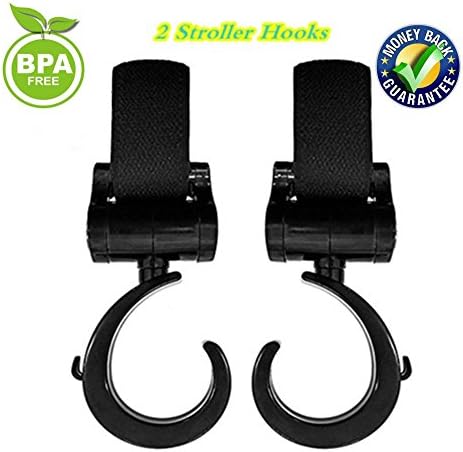 Stroller Hooks Universal Stroller Hook Set of 2 Multi-Purpose Velcro Strap on Hooks Holds Groceries Diaper Bags Stroller Accessories Baby Clothing Fits Single Twin travel Systems Pram Buggy Jogging