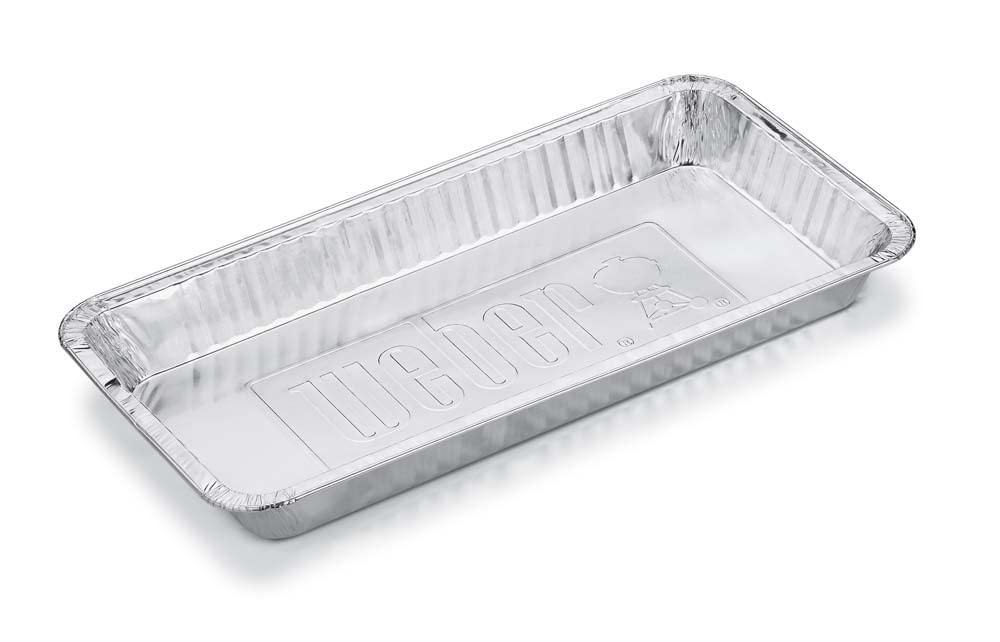 Weber Aluminum Drip Pans - XL (42 x 21 x 4 cm), 5 Pieces, for Charcoal Grills Ø 57cm and Larger, Made of Aluminum, for catching juices, Ideal for indirect Grilling, BBQ - Silver (6454)