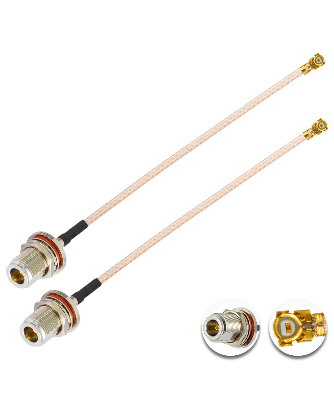 Vecys 2PCS U.F.L1 to N Type Female Low Loss Coaxial Cable 10" /25CM U.F.L1 RG178 Coaxial Pigtail Cable for Wireless Routers Mini PCIE Network Cards PCI Wi-Fi WAN Repeater
