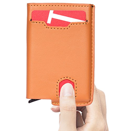 ManChDa RFID Blocking Business Card Holder credit Card Case Leather Wallet - Thumbnail 5