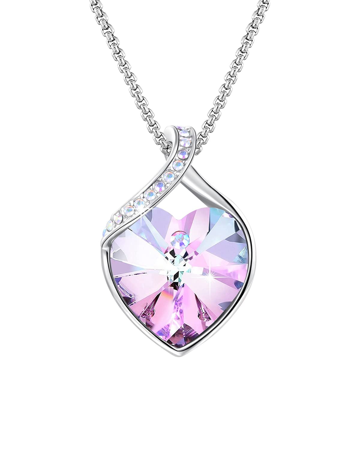 Angelady Necklaces for Women, Love Heart Pendant Necklaces for Women Crystal Pendant in Silver|Jewellery for Women with Cubic Zircon Diamonds Valentine's Day for Daughter Mum Wife Girlfriend — image 1