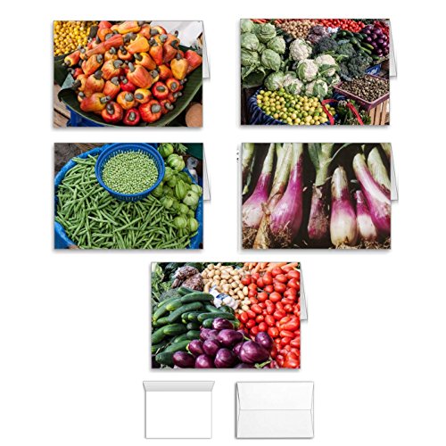 Vegetable Card Note Card Value Pack Set of 10 Assorted Blank Inside All Occasion Foldover Cards