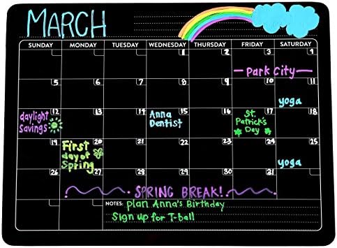 Refrigerator Magnetic Black Chalkboard-Style Monthly Dry Erase Calendar