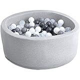 Wonder Space Deluxe Kids Round Ball Pit, Premium Handmade Kiddie Balls Pool, Soft Indoor Outdoor Nursery Baby Playpen, Ideal Gift Play Toy for Children Toddler Infant Boys & Girls (Light Grey)