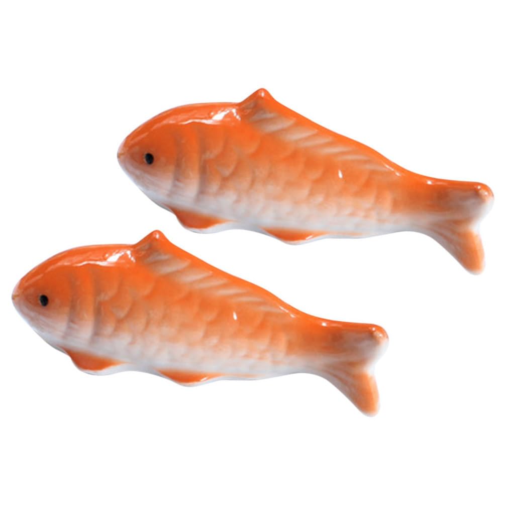 Garneck Aquarium Ceramic Floating Fishs, 2pcs Porcelain Fish Figurines Artificial Floating Koi Fish Figurines Fish Tank Underwater Water Fountain Pond Landscape Decoration A