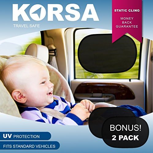 Car Sunshades Protector (2 Pack) for rear, side door window - Protect kids, children, pets, dogs cats in the back seat from harmful sunlight glare heat Filter and block 97% of UV Rays- Easy to Install