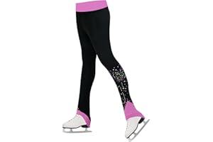 Gogokids Girls Ice Skating Pants Black Tights Fleece Dancing Trousers for Kids 4-14 Years