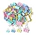Pack of 120 Binder Clips – Office Supplies –School Supplies – Binder Clips Assorted Sizes Mini Small Medium Large – Paper Clamps for Home Office – Pink, Yellow, Blue, Cyan – Sizes 15mm,19mm,25mm, 32mm