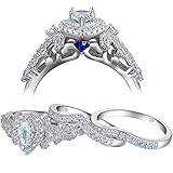 Newshe Wedding Engagement Ring Set for Women 925 Sterling Silver 3pcs 1.4Ct Pear White Cz Size 5-10