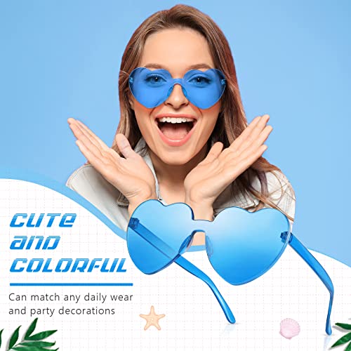 RTBOFY Blue Heart Sunglasses for Fashion Party Queen Style, Rimless