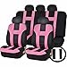 U.A.A. INC. SC-102C-PK Front & Back Seat Cover Steering Universal -Pink