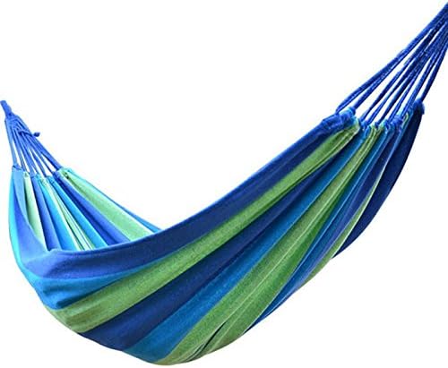 Hammock hamac outdoor camping hunting Leisure bed hanging bed sleeping canvas swing stripe hammock (blue)