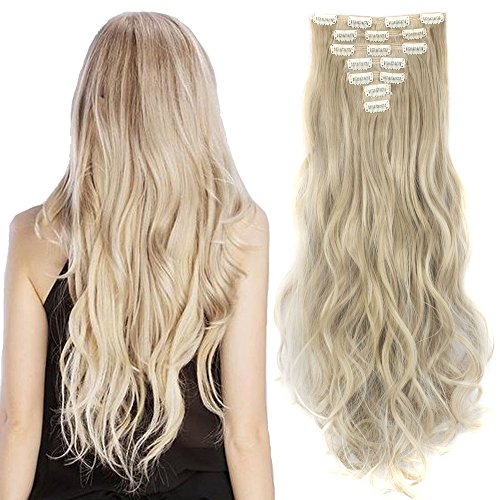 3-5 Days Delivery 7Pcs 16 Clips 24 Inch Wavy Curly Full Head Clip in on Double Weft Hair Extensions