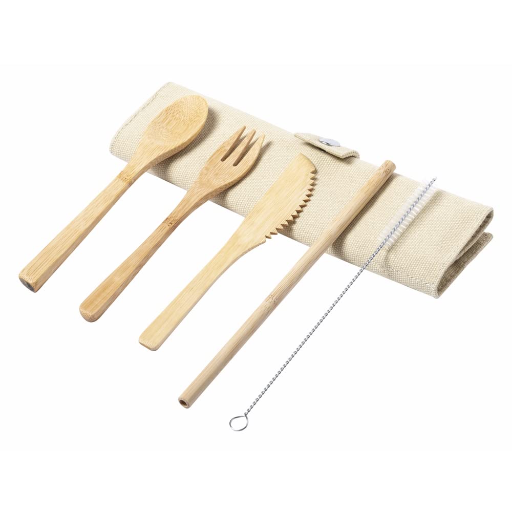 ANTEVIA Matériaux - Set of 3 Wooden Travel Cutlery and Straw with Cleaning Rod + Storage Case | Plus 10 Models Lunch Box Portable Table (Corpax)