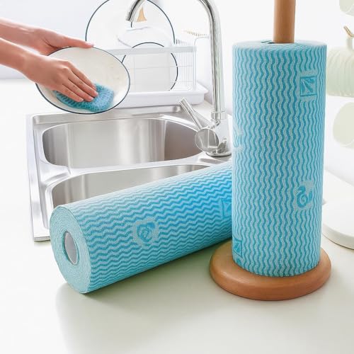 Rolo 100 Panos Multiuso Tipo Perfex Lavável Reutilizável Secagem Rápida 100 Panos 25x30cm para Cozinha Vidros Móveis Lavanderia (1 Rolo)