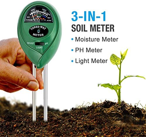 wisvooo Soil pH Meter, 3-in-1 Soil Tester Moisture Meter, Light and PH acidity Tester, Plant Soil Tester Kit, Great For Garden, Farm, Lawn, Indoor &amp; Outdoor (No Battery needed)