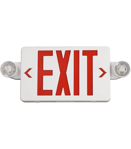 mi-tan0619 TANLUX Red Exit Sign with Emergency Lights, LED Emergency Exit