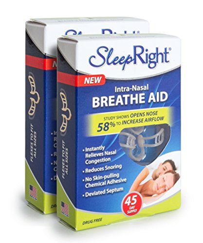 SleepRight Intra-Nasal Breathe Aids  Breathing Aids for Sleep  Nasal Dilator  45 Day - 2 Pack