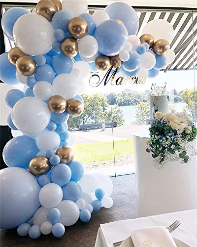 Balloon Garland Kit Blue White Gold Chrome Balloon Arch Import