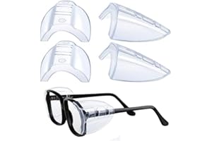 2 Pairs Safety Glasses Side Shields, Eye Protection,Flexible Clear Anti-Slip On Clear Side Shields Fits Small to Medium Eyegl