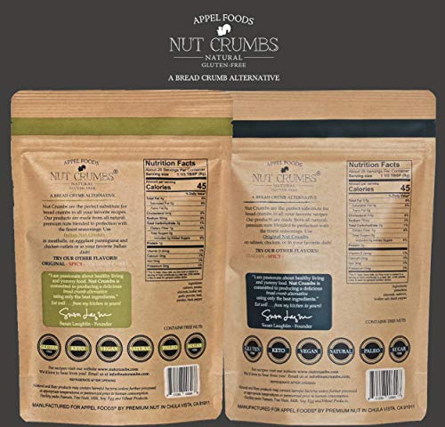 Appel Foods - Nut Crumbs - Bread Crumb Alternative - Gluten Free - Sugar Free - Low Carb - Low Sodium - Raw, Premium Nuts - Italian/Original 2pk - Thumbnail 6