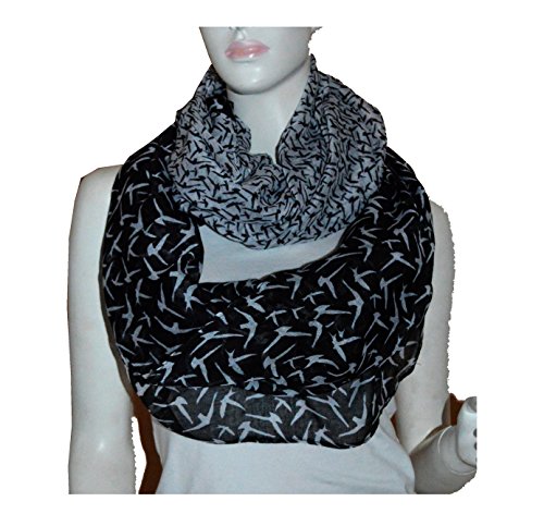 SCARF_TRADINGINCÂ­ Bird Print Infinity Loop Scarf (Black White)