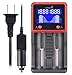 UltraFire Universal Battery Charger,H2,Portable Travel Speedy smart charger for 12.V/3.7V Rechargeable Batteries,1000mA Fast Car charger Powered 18650 charger for AA/AAA Li-Lon NiMH C CR123A and More