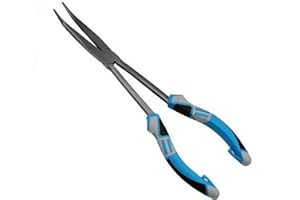 CRAZY SHARK Long Nose Fishing Pliers Hook Remover Tools 11 Inches (Blue - Curved Needle Nose Pliers)