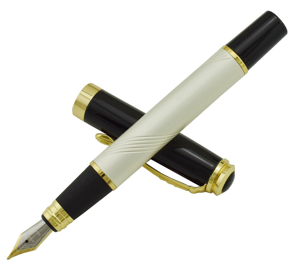 New Mother of Pearl Fountain Pen Art Black Cap Push Style
