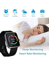 Reloj inteligente, deportivo, rastreador de fitness impermeable, monitor de presión arterial de ritmo cardíaco, contador de quemaduras de calorías, recordatorio de llamadas, reloj inteligente con cargador magnético para mujeres, hombres, niños (2 correas