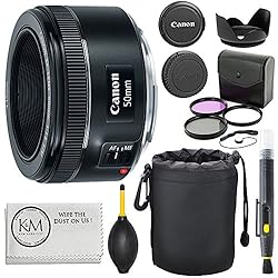 See Canon EF 50mm f/1.8 STM Lens + 3pc Filter Kit + Lens Pen + Blower + Hood + Lens Pouch + Cap Keeper Details