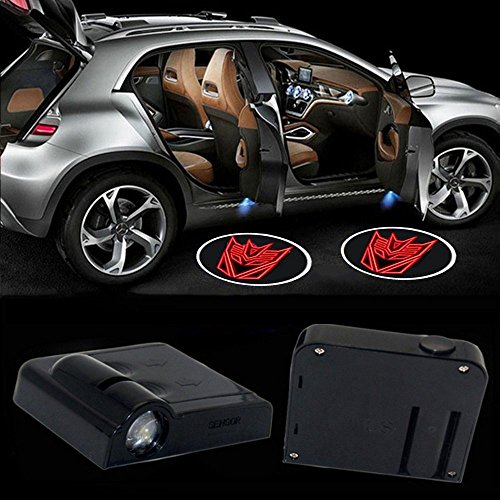 2Pcs Decepticon Car Emblem Wireless Universal Car Projection LED Projector Door Shadow Light Welcome Light Laser Emblem Logo Lamps Kit For Decepticons and all Cars,No Drilling Required