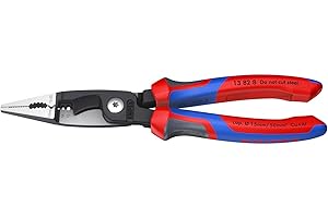 Knipex Tools 13 82 8 4 in 1 Electrical Installation Pliers with Comfort Grip Handle, Red and Blue