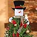D-FantiX Snowman Christmas Tree Topper, Large Top Hat Scarf Snowman Tree Topper Hugger Outdoor Indoor Christmas Decorations Xmas Holiday Home Decor White