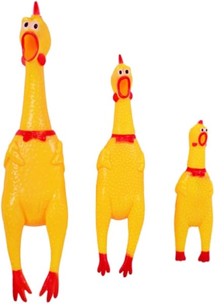 A Screaming Yellow Rubber Chicken Dog 