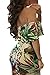 Happy Sailed Women Botanic Print Off-The-Shoulder Maxi Dress, Large Botanic Print Green
